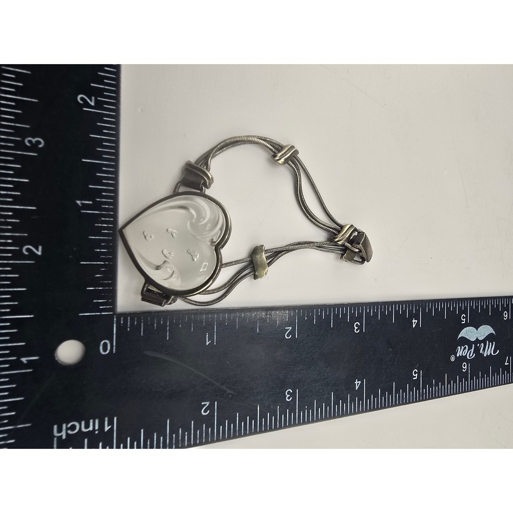 Lenox Bracelet Sterling Silver Heart Footprints Sand Snake Chain RARE 7in - Picture 5 of 16